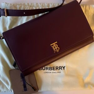Burberry Monogram Motif Leather Wallet with Detachable Strap orig price $990